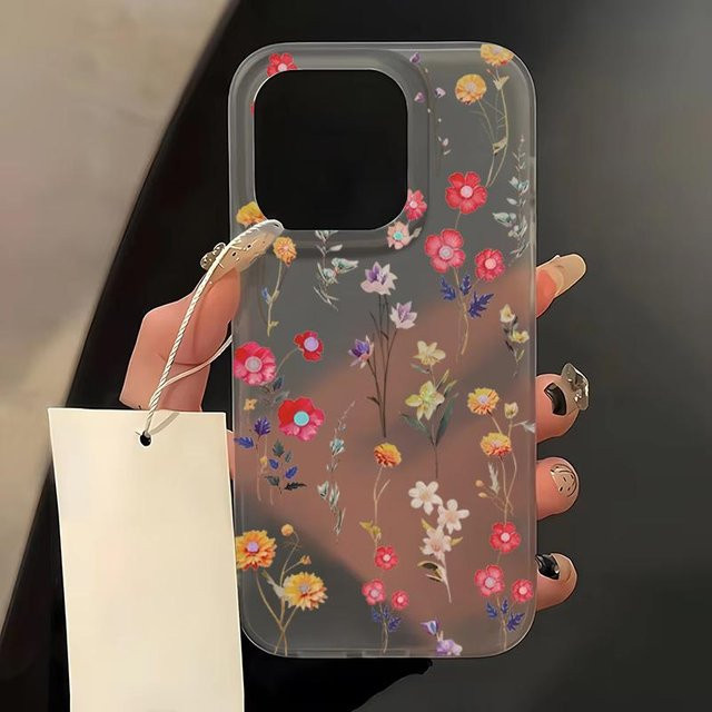Rui Di Stoßfeste transparente Handyhülle mit Blumenblatt-Druck für iPhone 17 16 15 14 13 12 11 Pro Max und weitere Modelle - Bild 1