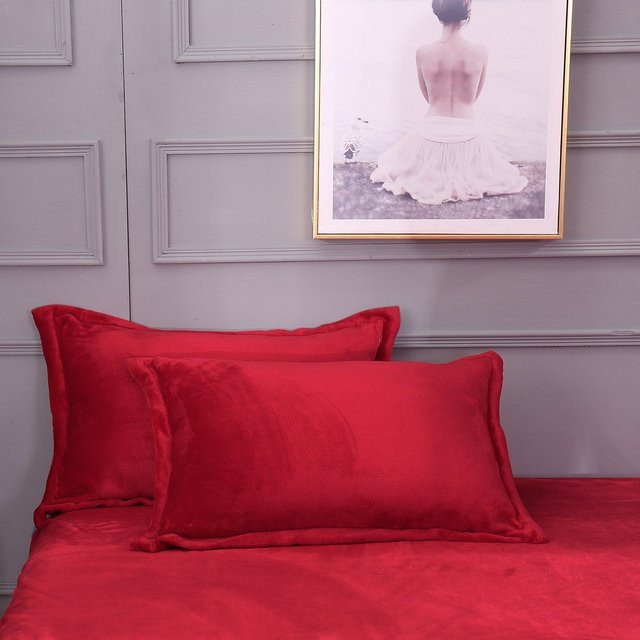 WTEMPO Kissenbezug-Set aus Korallenvlies in Rot, 2er-Set, B: 48 cm, L: 74 cm - Bild 1