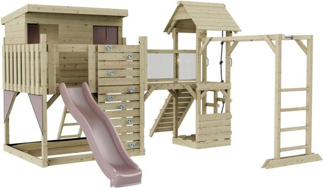 OutdoorToys Spielturm Isak, Holz, Altrosa, ab 3 Jahre - Bild 1