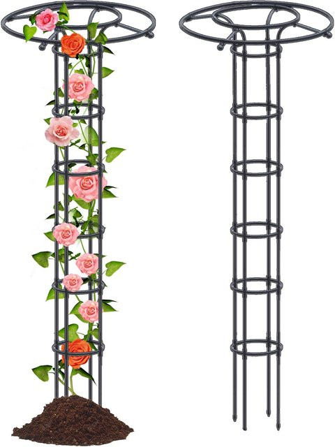 Aimo Rankgitter Obelisk aus Metall in Schwarz als Gartengerüst für Kletterpflanzen und Gemüse - Bild 1