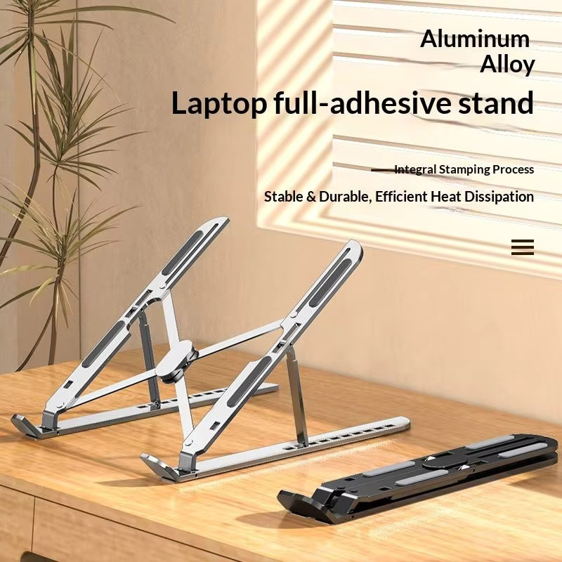 FC&EC Verstellbarer Laptop-Ständer aus Aluminium in Silver oder Pink, 10-stufige Höhenverstellung, faltbar und tragbar für 8-16 Zoll Laptops - Bild 2