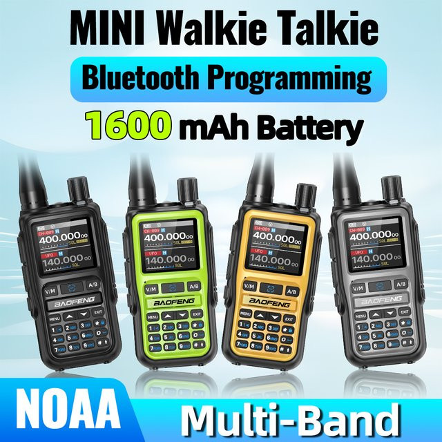 Baofeng UV-5R Mini Walkie Talkie Set mit Bluetooth und USB-C, 2er Pack, Schwarz und Grau - Bild 1