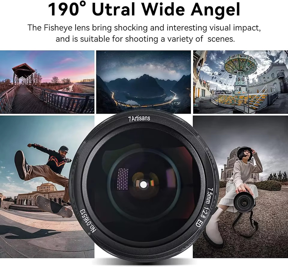 7artisans APS-C 7,5mm F2.8 II Ultraweitwinkel-Fisheye-Kameraobjektiv Schwarz für Sony E, Fujifilm XF, Canon RF und M43 - Bild 5