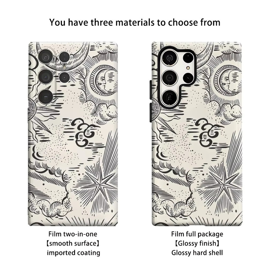 Stoßfeste Handyhülle mit Vintage-Skizze für Samsung Galaxy S26 S25 S24 S23 Ultra Plus, robuste Doppelschicht-Schutzhülle - Bild 2