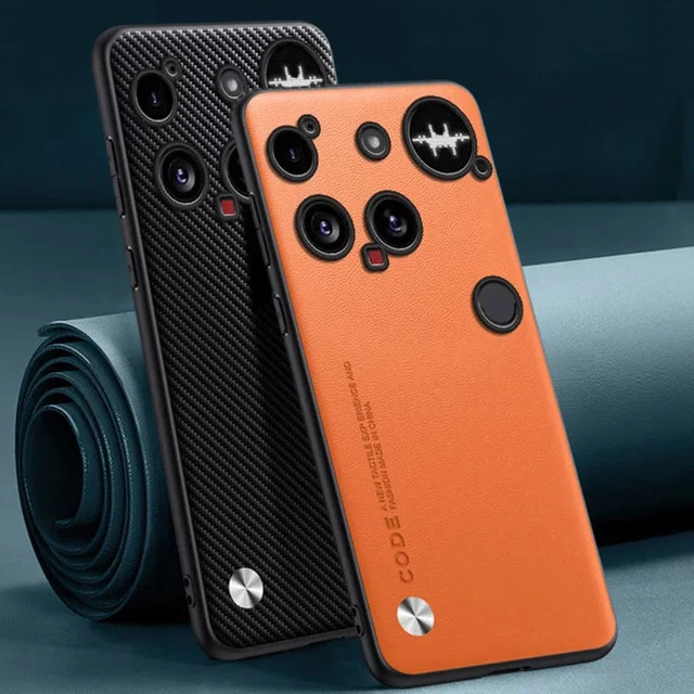 EUCAGR Luxus PU Leder Handyhülle für Nothing Phone 3, 3A Pro und 3A in Orange mit Silikon Vollschutz - Bild 1