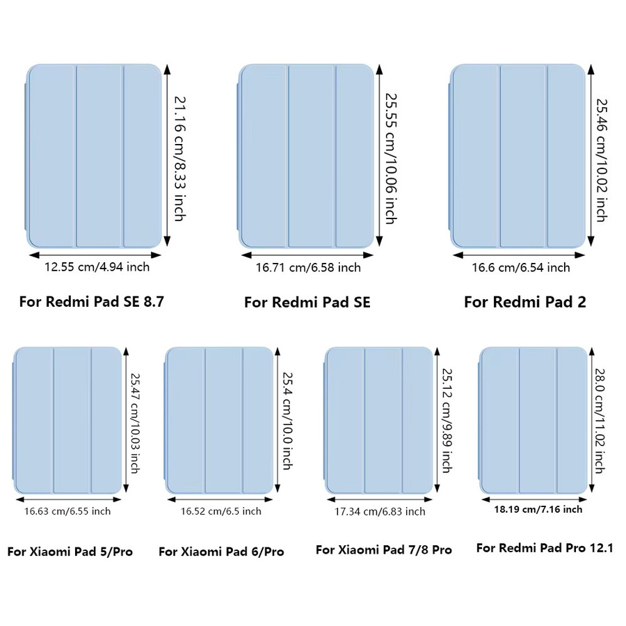 Chenxinyi Schutzhülle für Xiaomi Pad 5 6 7 8 Pro, Redmi Pad SE 8.7 und Redmi Pad 2 2025, schlanke dreifach faltbare Hülle mit weicher TPU-Rückseite, Grau - Bild 2