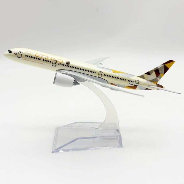 ZOCO Flugzeugmodell B787 Etihad Airways, Maßstab 1:400, Metall, Weiß - Bild 1
