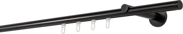 Ondeco Gardinenstange auf Maß Match 1-lauf mit Wandträger und Gleiter, Farbe: Schwarz, Breite: 270 cm, Innenlauf: 20 mm, Wandträger: 12 cm - Bild 1