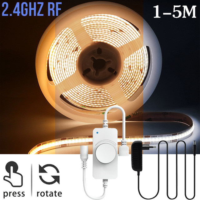 YSRSAI COB CCT LED-Streifen mit 2,4G Touch-Dimmer, 24V DC, 608 LEDs/m, Weiß - Bild 1