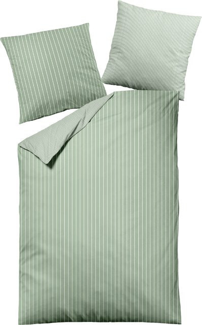 Bettwäsche Mondo Mako-Satin in Grün mit Bettbezug und Kissenbezug, OEKO-TEX Standard 100, Breite: 155 cm, Höhe: 220 cm, Breite: 80 cm, Höhe: 80 cm - Bild 1