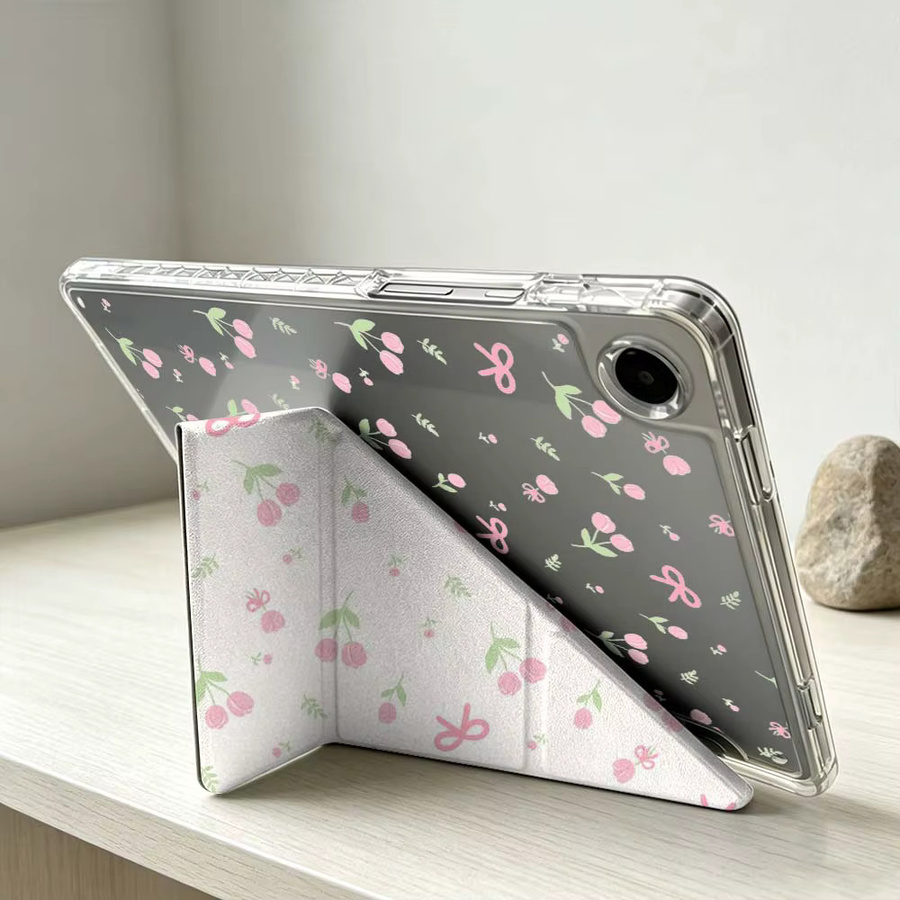 Samsung Tablet Hülle mit rosa Blumen-Schleifenmuster für Galaxy Tab S10 S9 S8 S7 S6 A11 A10 A9 FE Plus Lite und Fold kompatibel - Bild 3