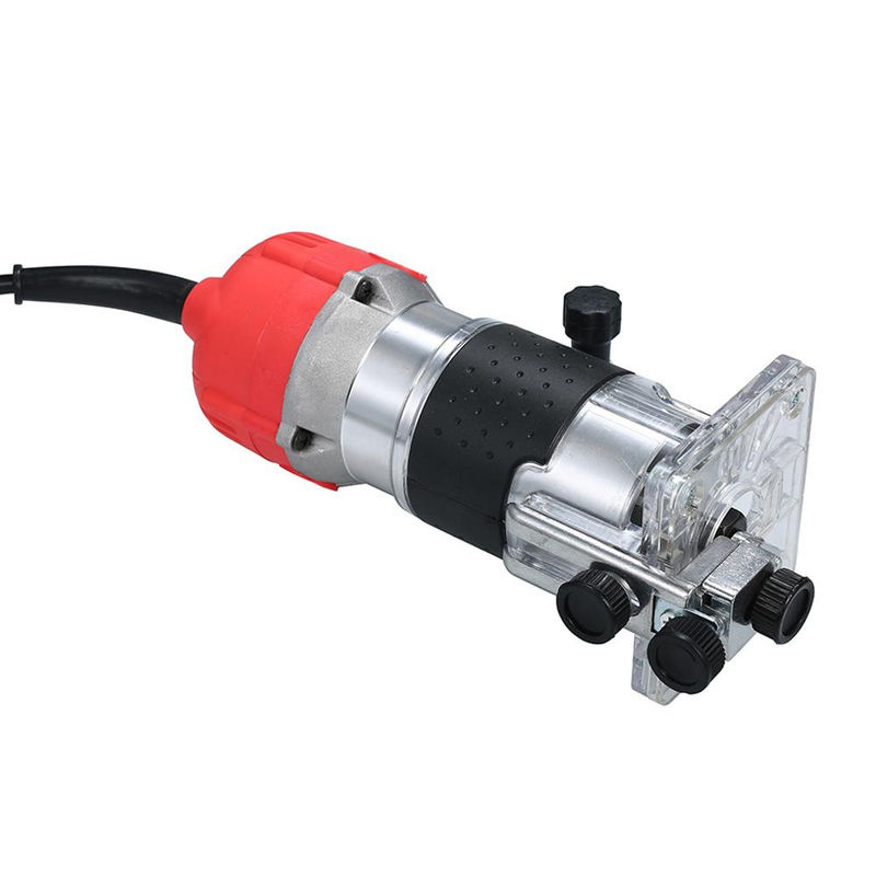 Aimo Kantenfräse mit 800 W und 30000 U/min, elektrischer Trimmer für Holz und Laminat mit transparenter Basis und Kantenführung, Rot - Bild 2