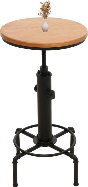 MCW Bartisch N23 Industrial höhenverstellbar und drehbar aus Massiv-Holz und Eisen in Braun, Durchmesser: 50 cm - Bild 1