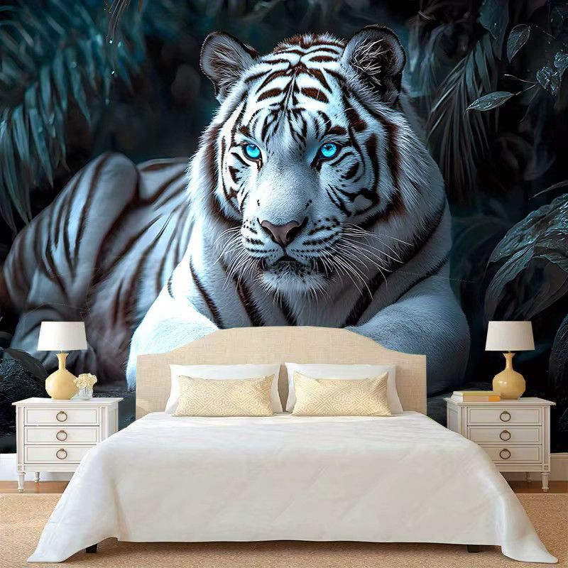 VIKAMA Wandteppich mit weißem Tiger Motiv in Weiß zur Wanddekoration für Wohnzimmer und Schlafzimmer - Bild 4