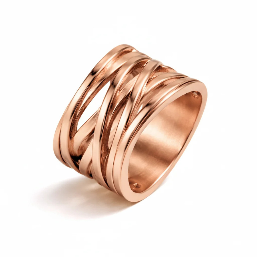 Heidemann Damenring Edelstahl, Gold, Rose, Ringgröße 58 - Bild 1