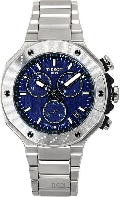 Tissot Chronograph, Edelstahl, blaues Zifferblatt, Quarz, 45 mm, Herren - Bild 1