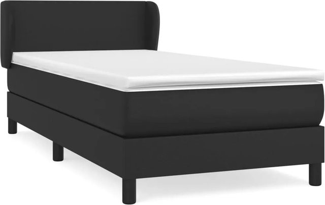 vidaXL Boxspringbett mit Matratze in Schwarz aus Kunstleder, Hybridbett mit Taschenfederkern, B/T/H: 90 x 190 cm - Bild 1