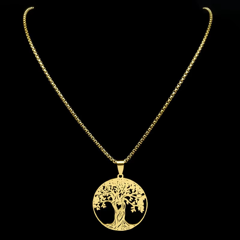 AFAWA Halskette Baum des Lebens, Edelstahl, Gold, Unisex - Bild 2