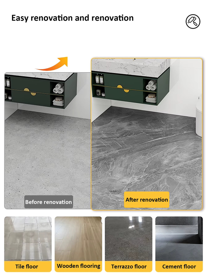 Selbstklebende Bodenfliesen in Marmoroptik grau, wasserdichte und rutschfeste Tapete für moderne Dekorationen - Bild 2