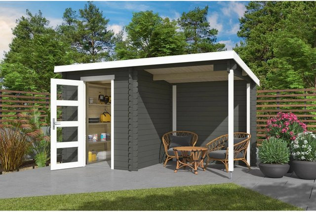 Lasita Gartenhaus Jelle Plus mit Flachdach in Grau-Grün lasiert, B/T/H: 390 x 211 x 213,1 cm - Bild 1