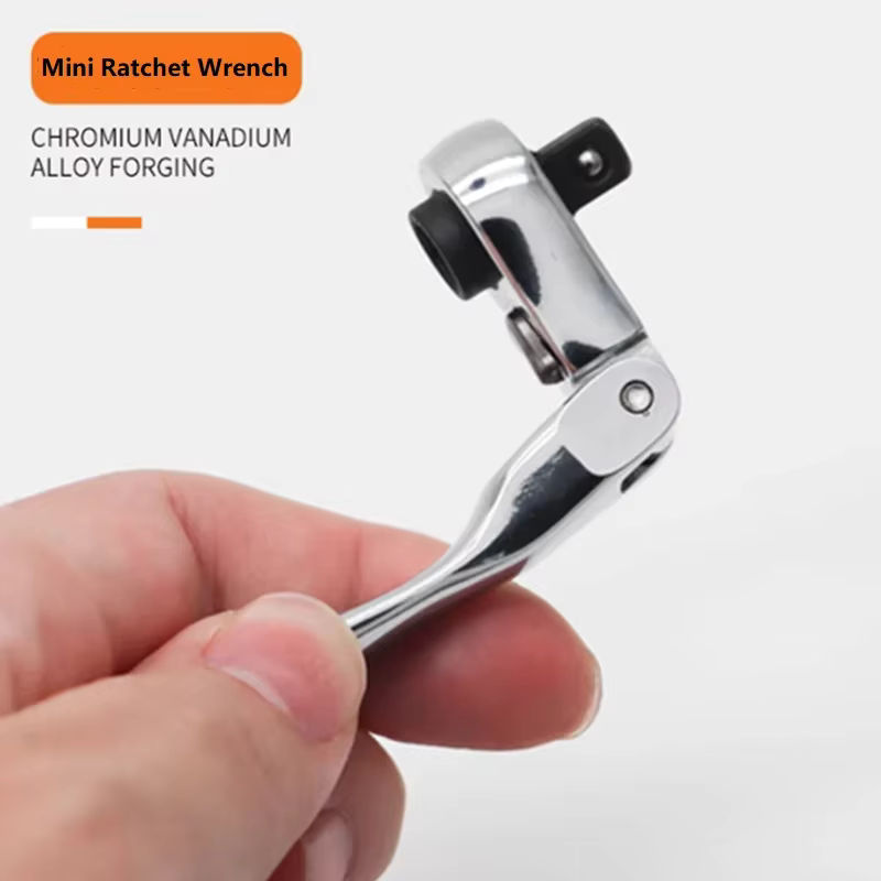 LIXIU Mini-Ratschenschlüssel-Set 1/4 Zoll mit 72 Zähnen, 2-in-1 Doppelkopf-Schraubendreher und Stangenratsche, Farbe: Silber - Bild 4