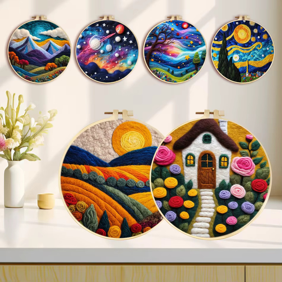 RUOPOTY Wollfilz-Malerei-Set, bunte Landschaft, Bastelbedarf - Bild 2