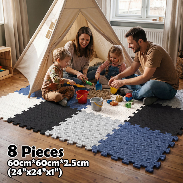 DHDH 8-teilige Puzzle-Spielmatte aus EVA-Schaum für Babys, Mehrfarbig und Weiß, B/B/H: 60 x 60 x 2,5 cm - Bild 1