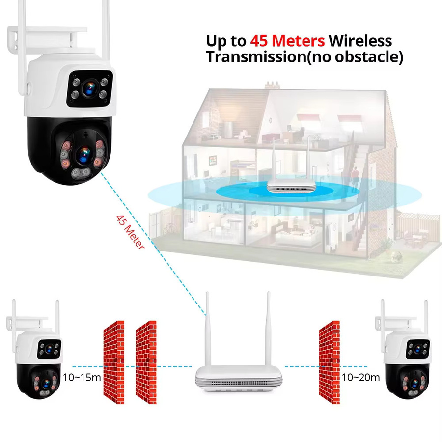 KERUI 8-Kanal Video NVR Kit WLAN IP Heimsicherheits-Überwachungskamerasystem mit 6MP HD Dual-Objektiv PTZ Kameras in Weiß - Bild 3