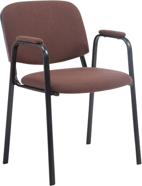 TPFLiving Besucherstuhl Keen PRO mit Armlehnen, Stoffbezug in Braun und schwarzem Metallgestell, B/T/H: 55 x 55 x 79 cm - Bild 1