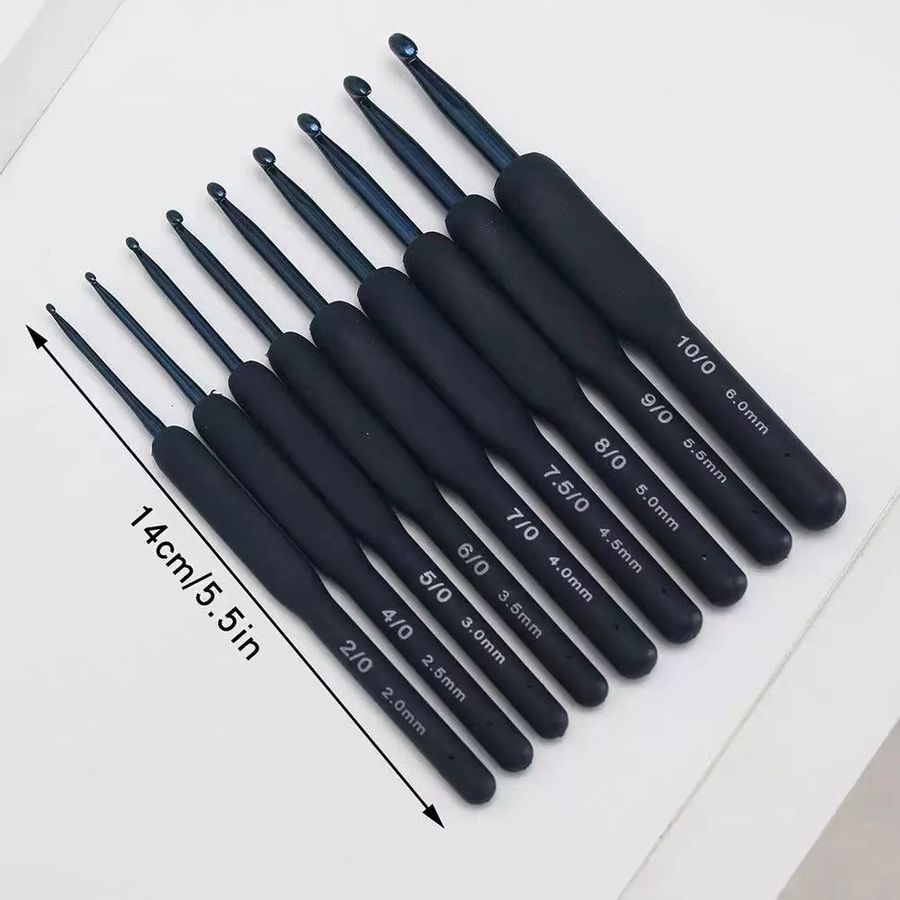 9-teiliges Häkelnadel-Set aus Aluminium mit blauem Weichgriff - Bild 4