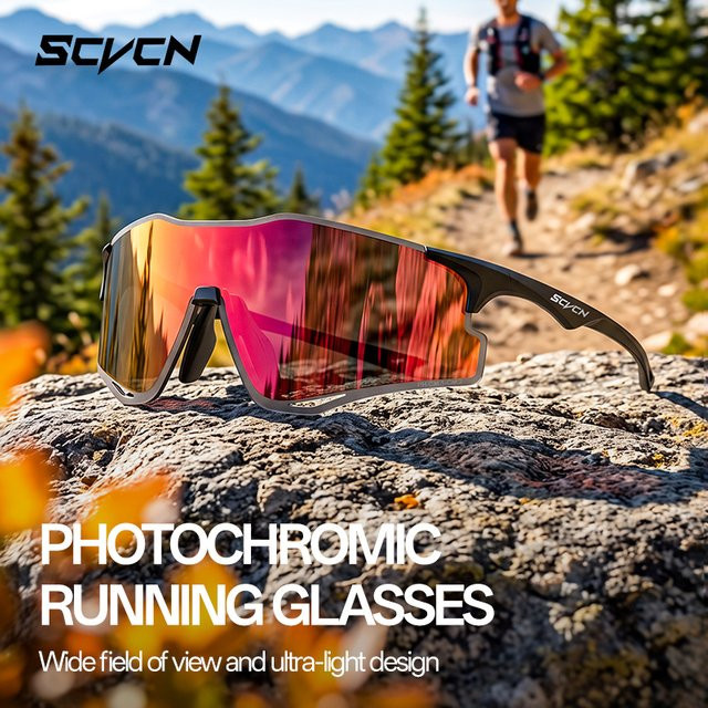 SCVCN Sportsonnenbrille, blau, Vollrand, Kunststoff, Photochrome - Bild 1
