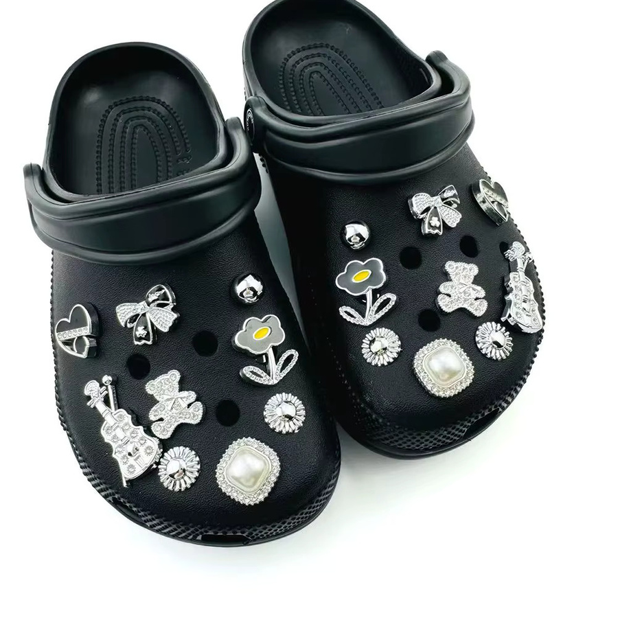 Schuh Charms Set FHLDING, Silber, Perle, Bär, Violine, Bogen, Blume - Bild 5