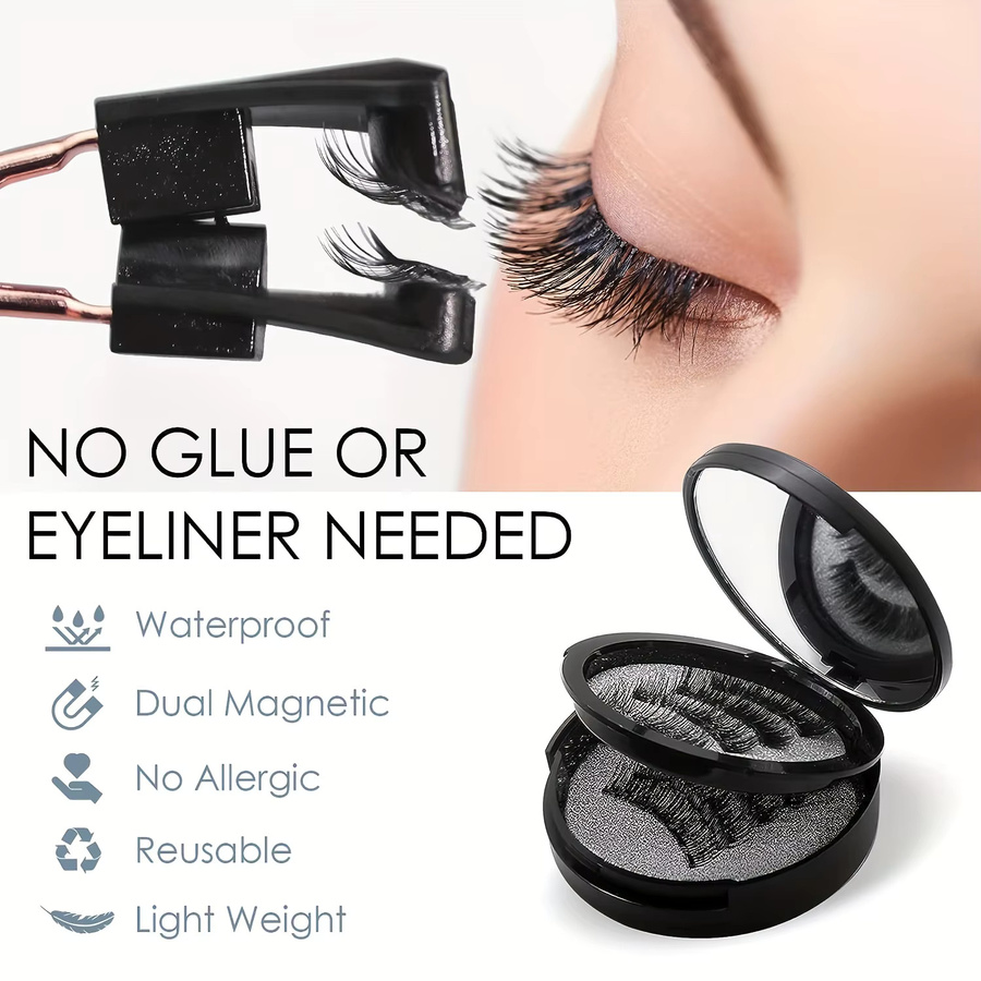 Magnetisches Wimpern Kit, 8 Stück, Schwarz, Natürlich, Unisex - Bild 3