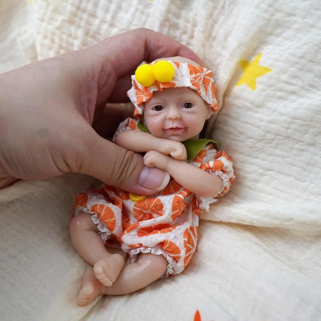 5,5-Zoll-Miniatur-Ganzkörper-Silikon-Reborn-Babypuppe, realistisches Neugeborenes, mit offenen Augen, weicher Anti-Stress - Bild 1