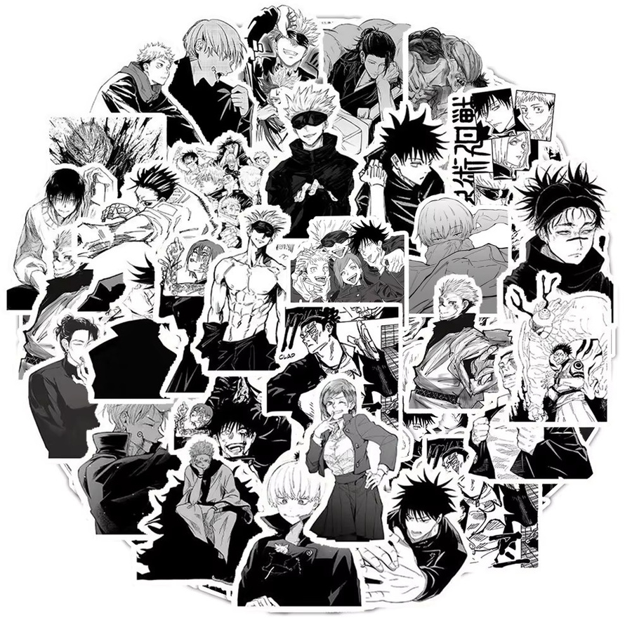 Bandai Jujutsu Kaisen Anime-Aufkleber, Schwarz-Weiß, 10-teiliges Set - Bild 2