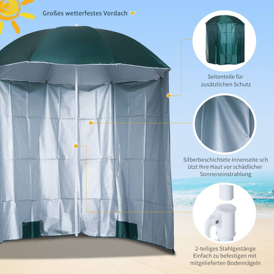 Outsunny Sonnenschirm in Grün aus Metall und Polyester, B/T: 200 x 200 cm - Bild 3