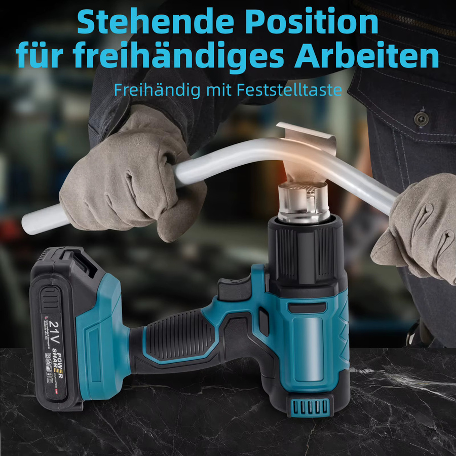 Makita Kabelloser Heißluftfön 350W in Blau mit 3 Düsen und einstellbarer Temperatur - Bild 7