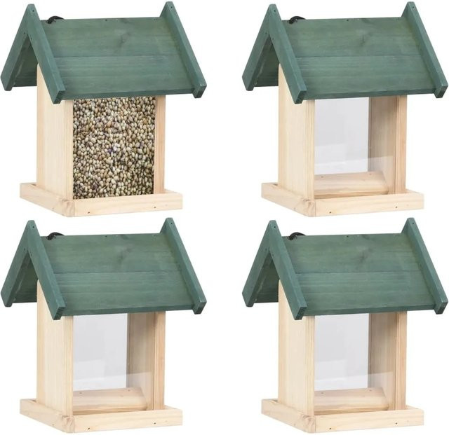 Set mit 4 vidaXL Vogelfutterhäusern aus Tannenholz - Bild 1