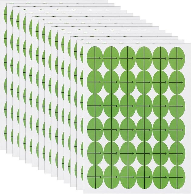1296 Stück grüne Stickerei-Zielaufkleber aus Papier, ovale Platzierungsaufkleber für Maschinenstickerei, Nähen und Layout, Größe: 1,9 x 1,3 cm - Bild 1