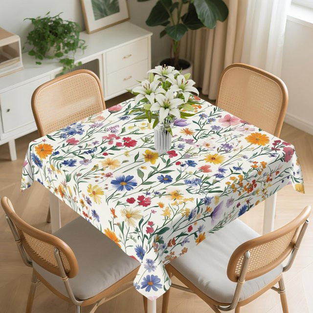 Quadratische Tischdecke JMG Household Supplies mit Wildblumen-Design, bunt und floral, waschbar, B/B: 152 x 152 cm - Bild 1