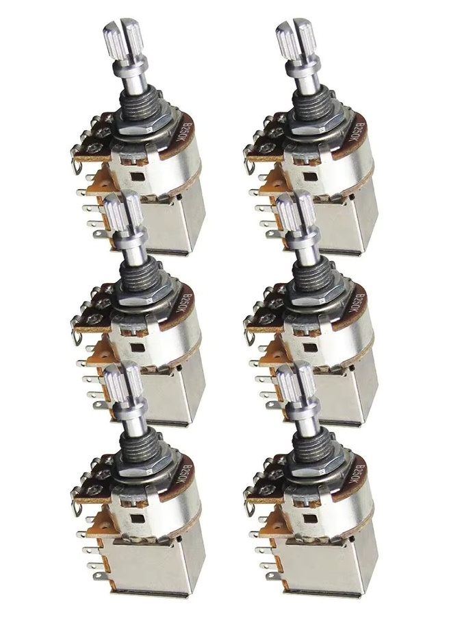 FLEOR 6er Set Short Shaft Gitarren-Push-Pull-Potentiometer mit 18 Splines in Silber, 500K / 250K für Spulensplits - Bild 3