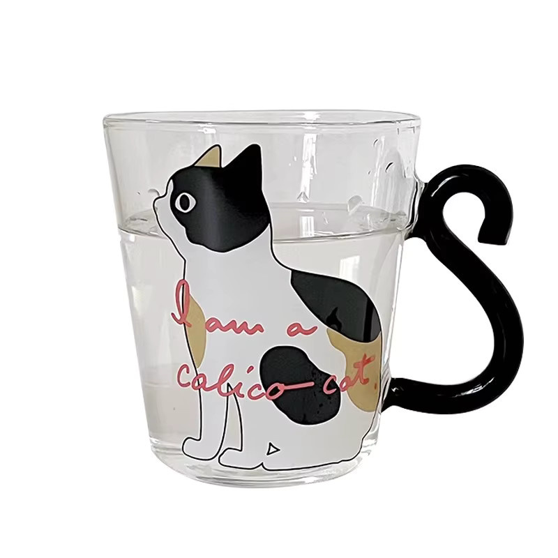 YWDL Schwarze Katze Glas-Kaffeetassen-Set, 250 ml, Transparent - Bild 4