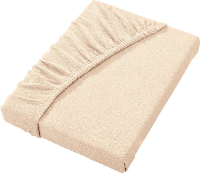 Biberna Spannbetttuch aus Bio-Baumwolle Jersey in Sand und Beige, bügelfrei - Bild 1
