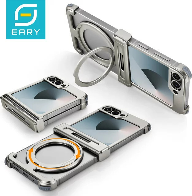 Eary Magnetische Standhülle für Samsung Z Flip 7 und Z Flip 6 mit MagSafe und 360 Grad drehbarem Ständer in Blau - Bild 1