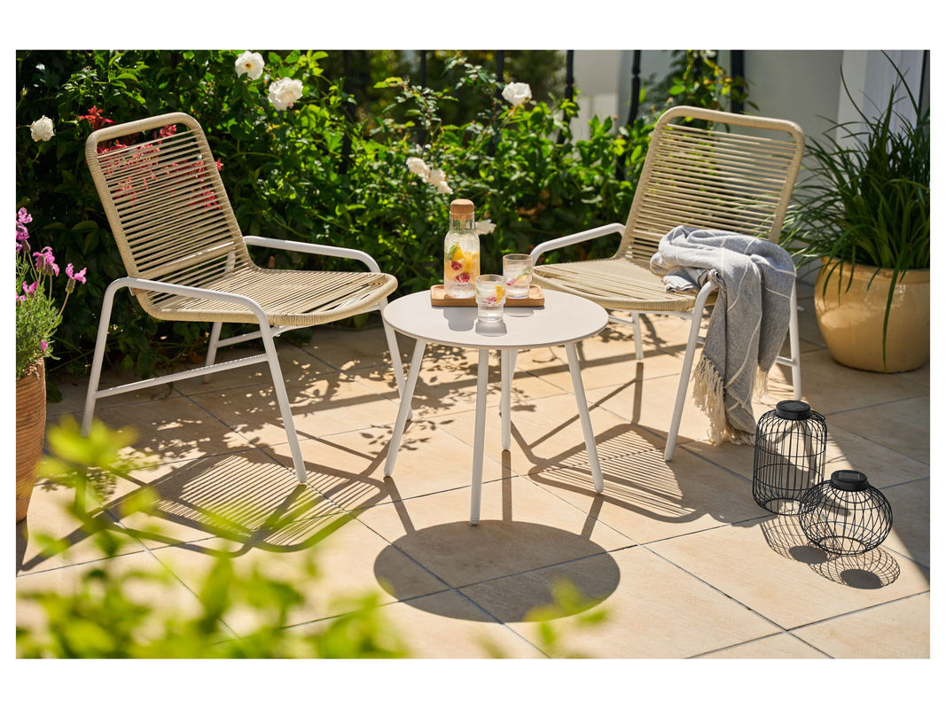 LIVARNO Gartenmöbel-Set aus Metall, 3-teilig, Beige - Bild 2