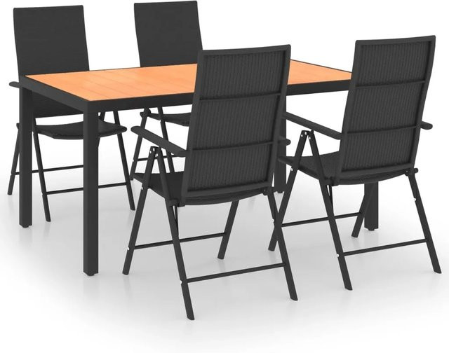 vidaXL 5-tlg Garten-Essgruppe Modell 2 aus WPC, PE-Rattan und Aluminium in Schwarz und Braun - Bild 1