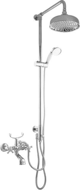 PaulGurkes 3-Wege Duschsystem Aufputz im Nostalgie Retro-Design mit Diverter, Farbe: Chrom/Silber - Bild 1
