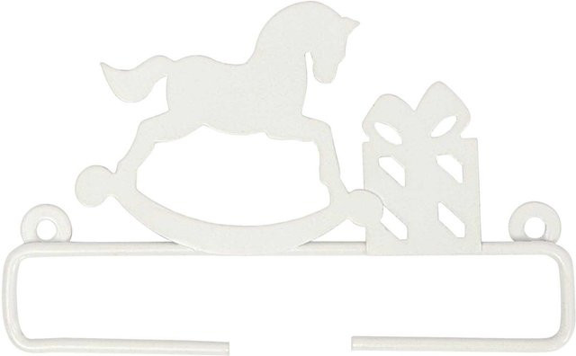 Rico Design Dekobügel Schaukelpferd aus Metall in Weiß, Höhe: 11 cm - Bild 1