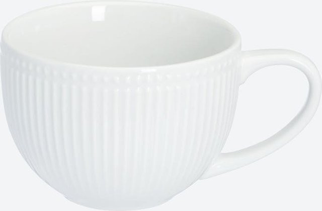 NKD Jumbo-Tasse aus Keramik mit Rillen, Weiß, Durchmesser: 11,5 cm - Bild 1