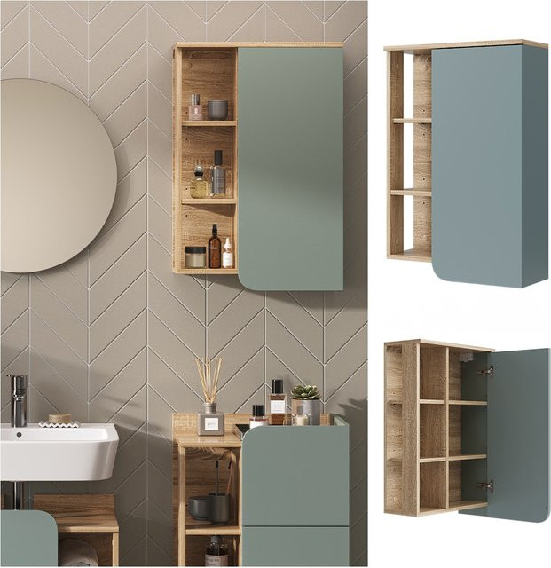Vicco Hängeschrank Karen modern in Sonoma mit Mintgrün, B/H: 50 x 75 cm, mit Tür und offenen Fächern - Bild 1